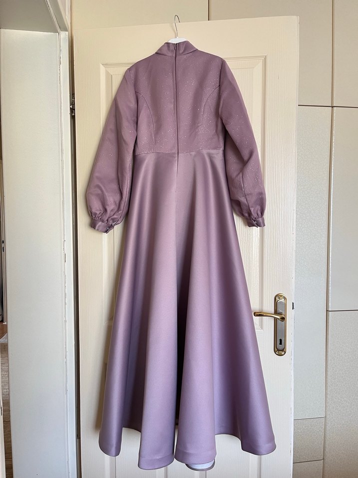Uzun Mor Kadın Abiye Elbise - Görsel 2