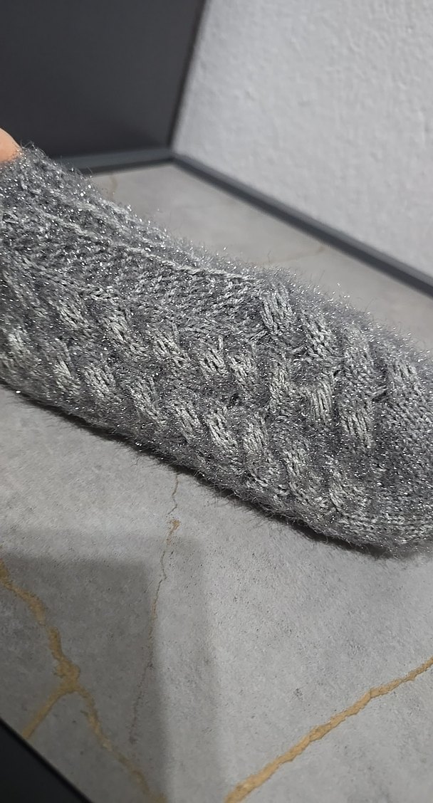 Bohem Gri Örgü Kadın patik - Görsel 4