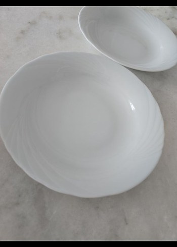 Beyaz Dalga Desenli İki kişilik yemek tabagı - Görsel 2