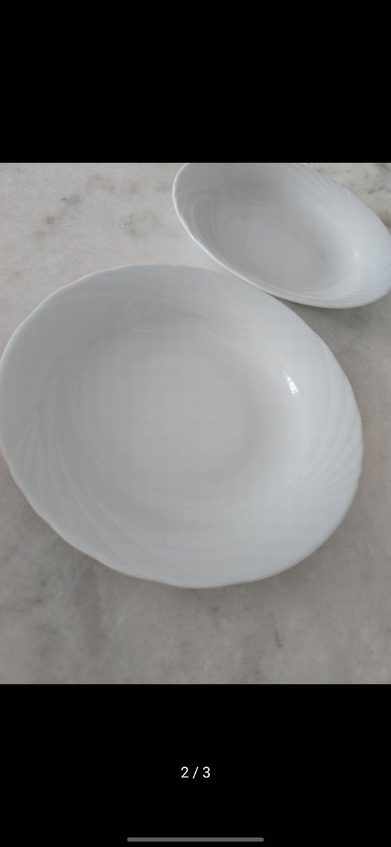 Beyaz Dalga Desenli İki kişilik yemek tabagı - Görsel 2