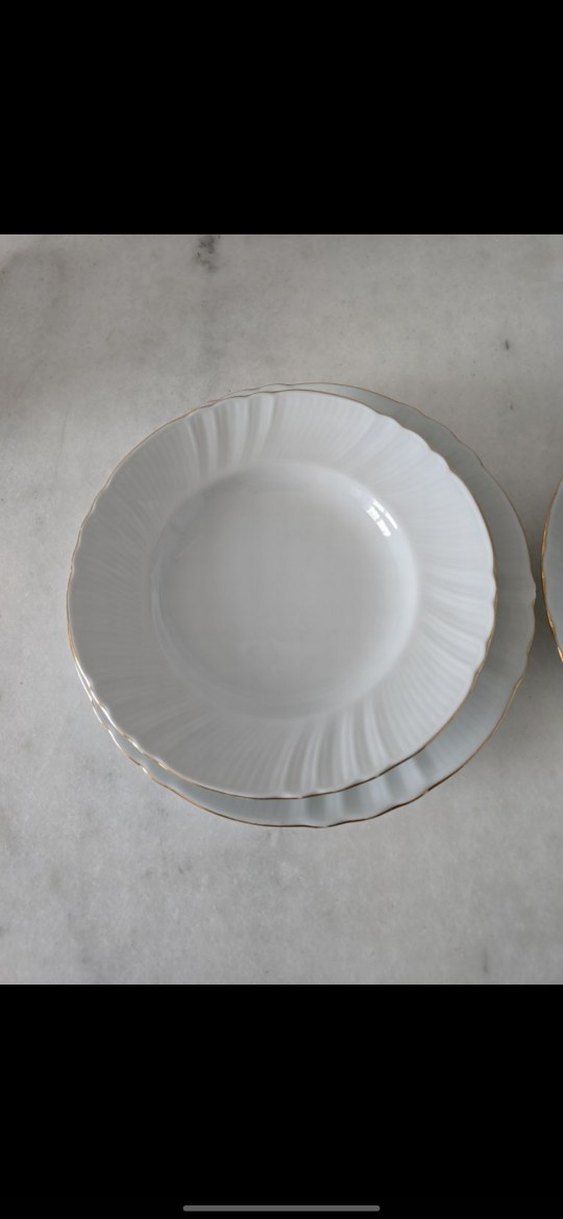 2 li Beyaz Altın Kenarlı Porselen Tabak - Görsel 2