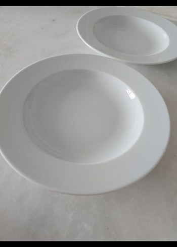 2 li Beyaz Seramik Derin Tabak Seti - Görsel 2