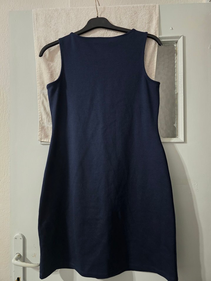 KOTON Lacivert Beyaz Çizgili alim fit Kolsuz mini elbise - Görsel 4