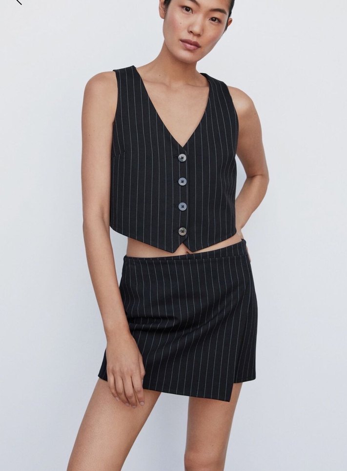 Mango Dokuma Çapraz Mini Etek - Görsel 2