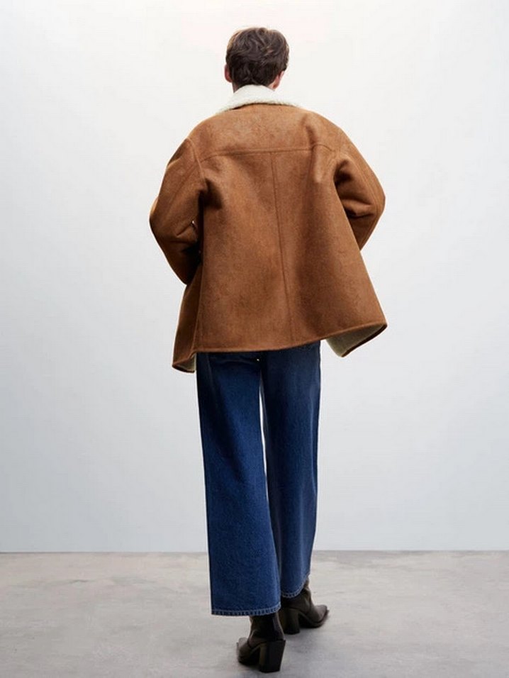 Mango Suni Astarlı Oversize Kaban - Görsel 4