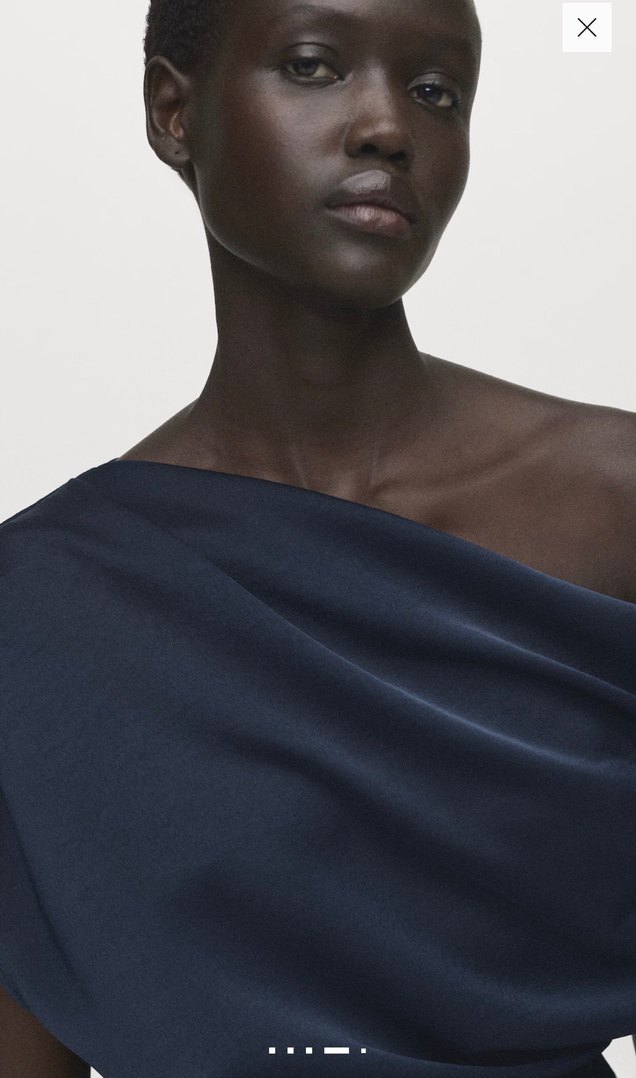 Lacivert Drapeli Tek Omuz Uzun Elbise - Görsel 4