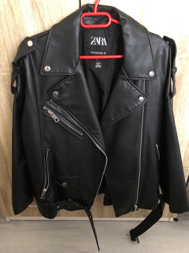 Siyah Biker Deri Ceket - Görsel 2