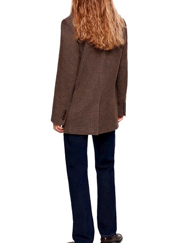 Düğmeli Kahverengi Kadın Blazer Ceket - Görsel 3