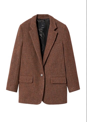 Düğmeli Kahverengi Kadın Blazer Ceket - Görsel 4