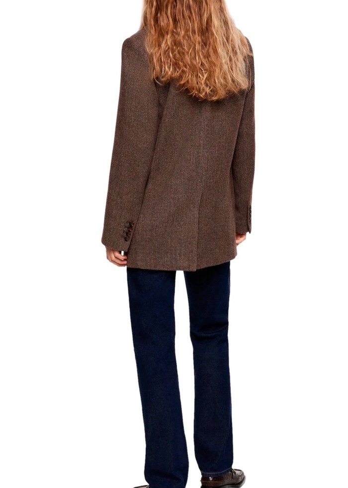 Düğmeli Kahverengi Kadın Blazer Ceket - Görsel 3