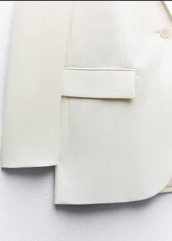 Beyaz Düğmeli Kadın Blazer Ceket - Görsel 3