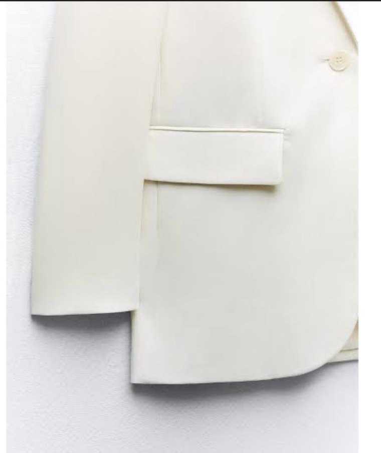 Beyaz Düğmeli Kadın Blazer Ceket - Görsel 3