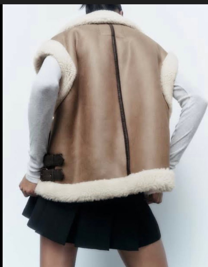 Kürklü Süet Kolsuz Kadın Ceket - Görsel 4