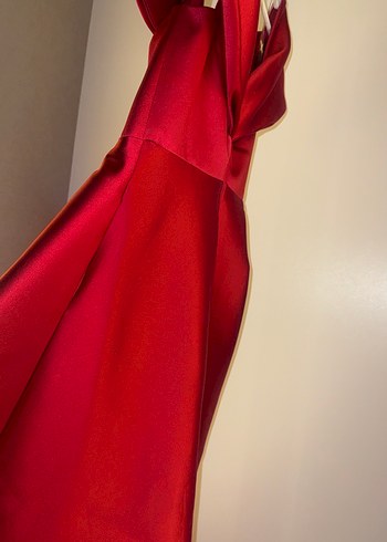 Kırmızı Drapeli Uzun Kadın Abiye - Görsel 6