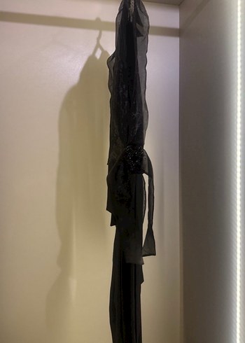 Kadın Siyah Uzun Drapeli Tulum - Görsel 2