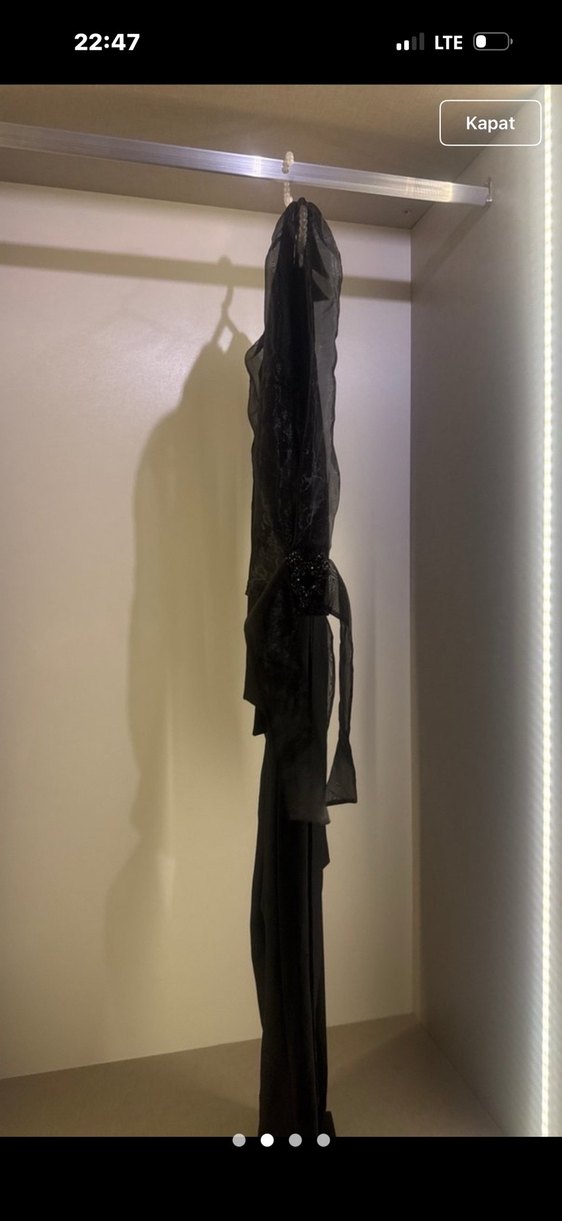 Kadın Siyah Uzun Drapeli Tulum - Görsel 2