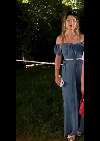 Kadın Mavi Kemerli Mini Kumaş Pantolon - Görsel 2