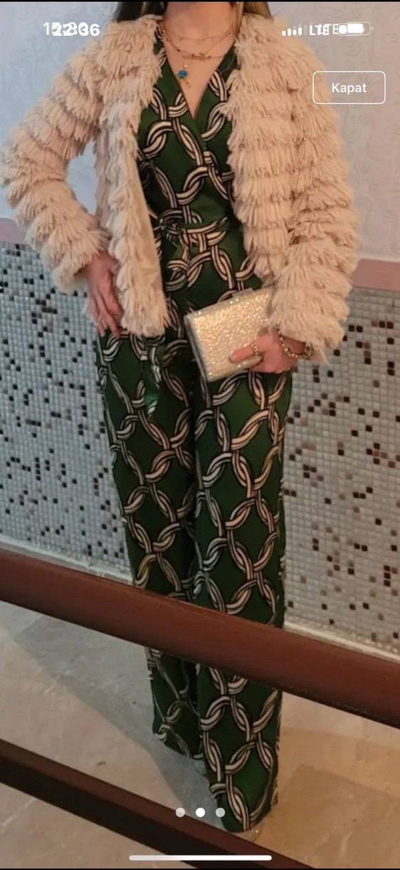 Yeşil Zincir Detaylı Kadın Tulum - Görsel 3