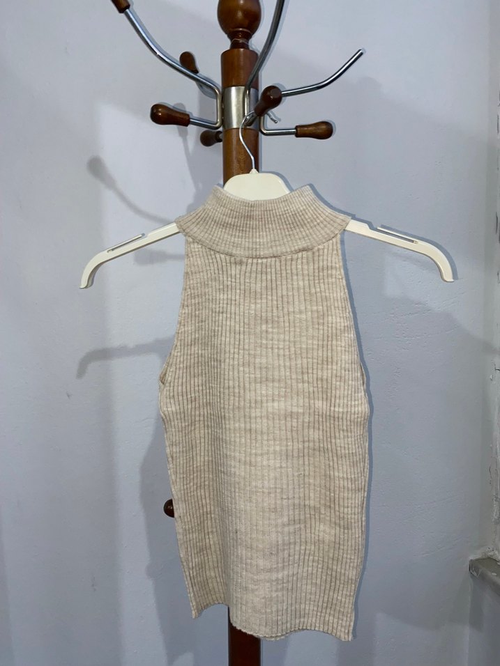 Gri Kadın Boğazlı Triko Süveter - Görsel 2