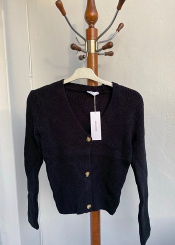 Kadın Beyaz-Siyah Triko Hırka - Görsel 2