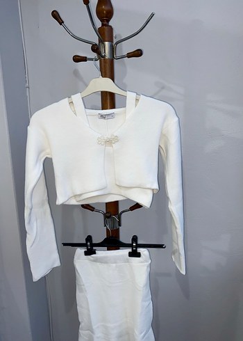 Beyaz Triko Kız Bolero Uzun Kollu - Görsel 2