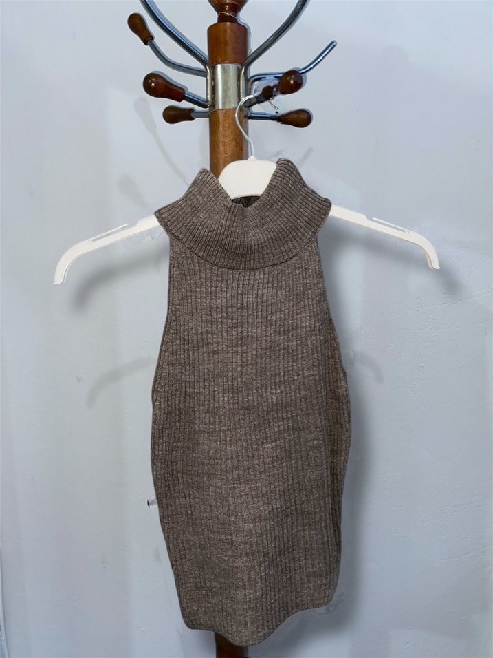 Siyah Yüksek Yakalı Örgü Kadın Süveter - Görsel 2