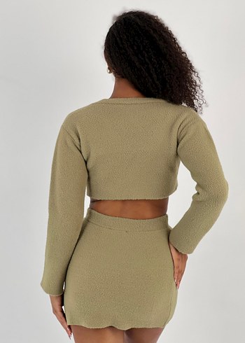 Kızlar için Bej Triko Bolero ve Etek Takımı - Görsel 5