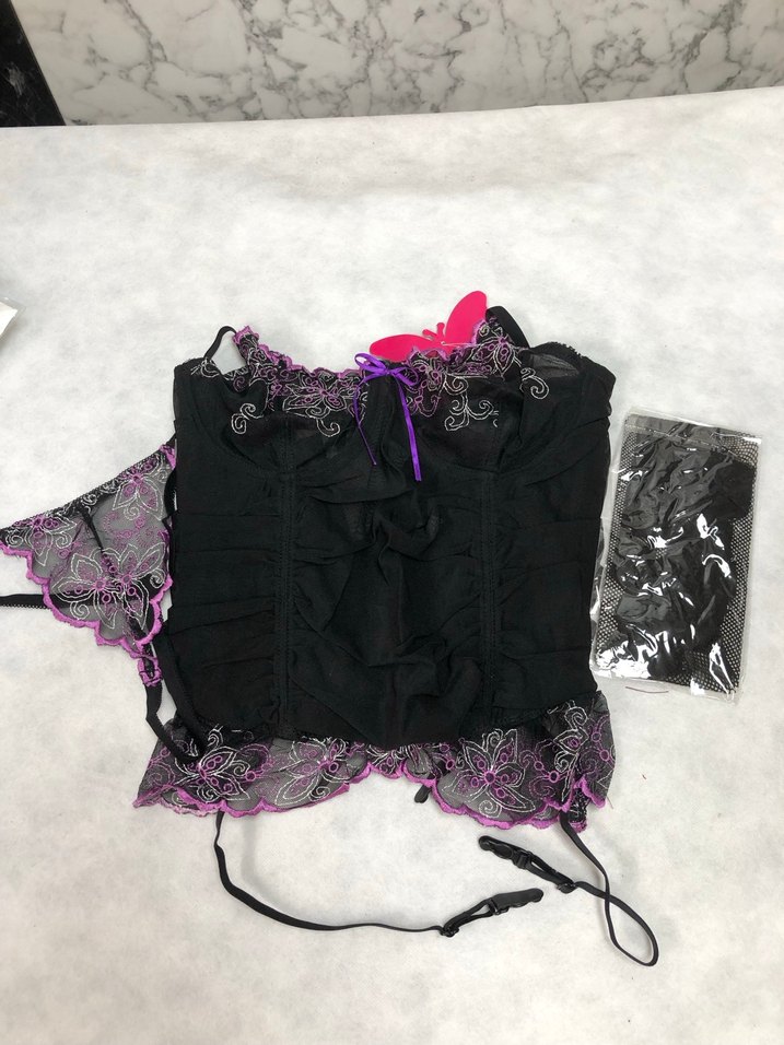 Mor Dantel İşlemeli Jartiyerli Takım 53014 - Görsel 5