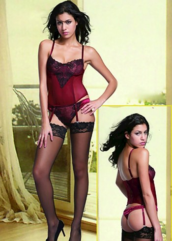 Bordo Dantelli Jartiyerli Takım 53010 - Görsel 6