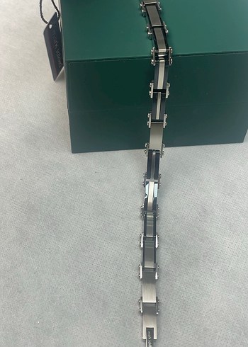 316L Çelik Erkek Siyah Gri  Modern Bileklik 22cm - Görsel 3