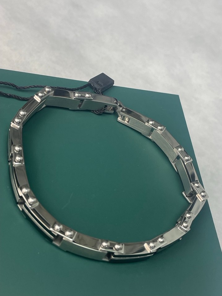 316L Çelik Erkek Siyah Gri  Modern Bileklik 22cm - Görsel 2