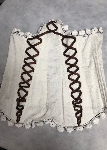 Dantel Detaylı Straplez Beyaz Mini Bustiyer - Görsel 2