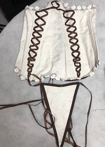 Dantel Detaylı Straplez Beyaz Mini Bustiyer - Görsel 4