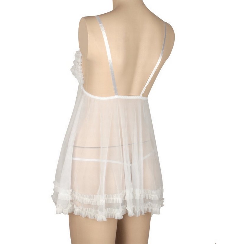 Beyaz, Askılı, Midi Boy Bohem Kadın Gecelik - Görsel 2