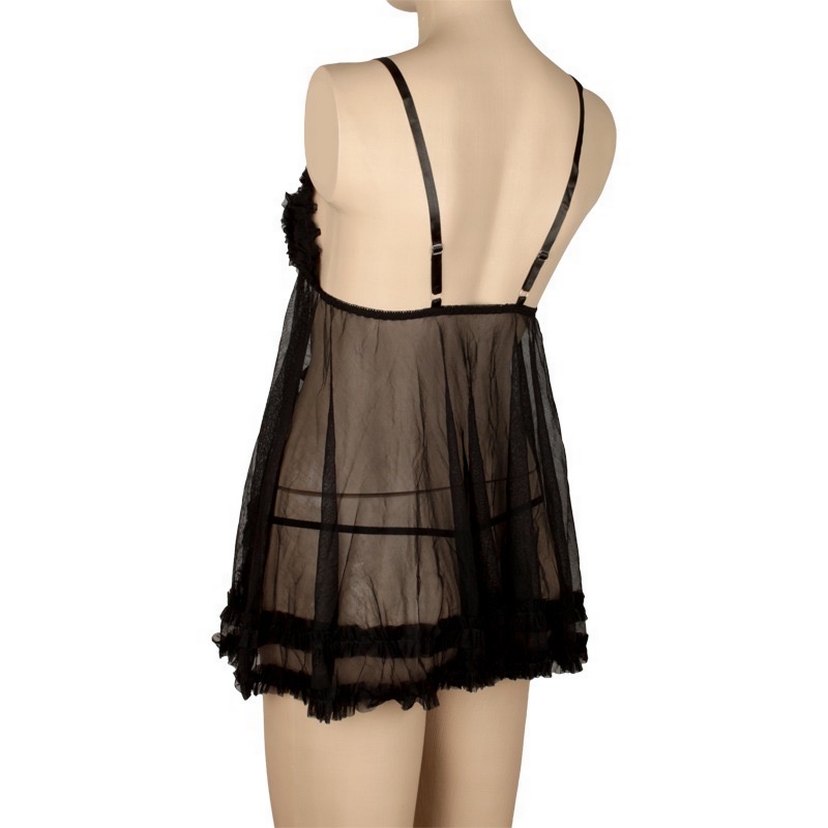 Siyah Mini Gotik Transparan Gecelik - Görsel 2