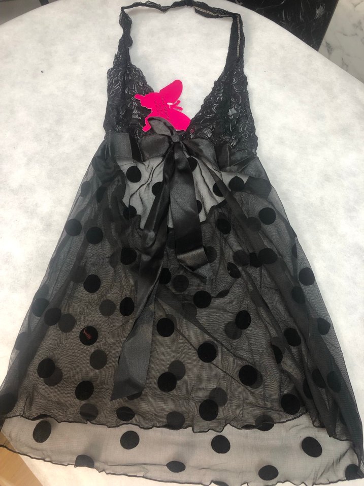 Siyah Dantel Detaylı Strappy Mini Gecelik - Görsel 2