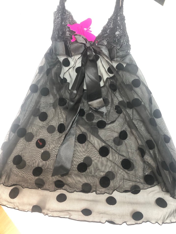 Siyah Dantel Detaylı Strappy Mini Gecelik - Görsel 3