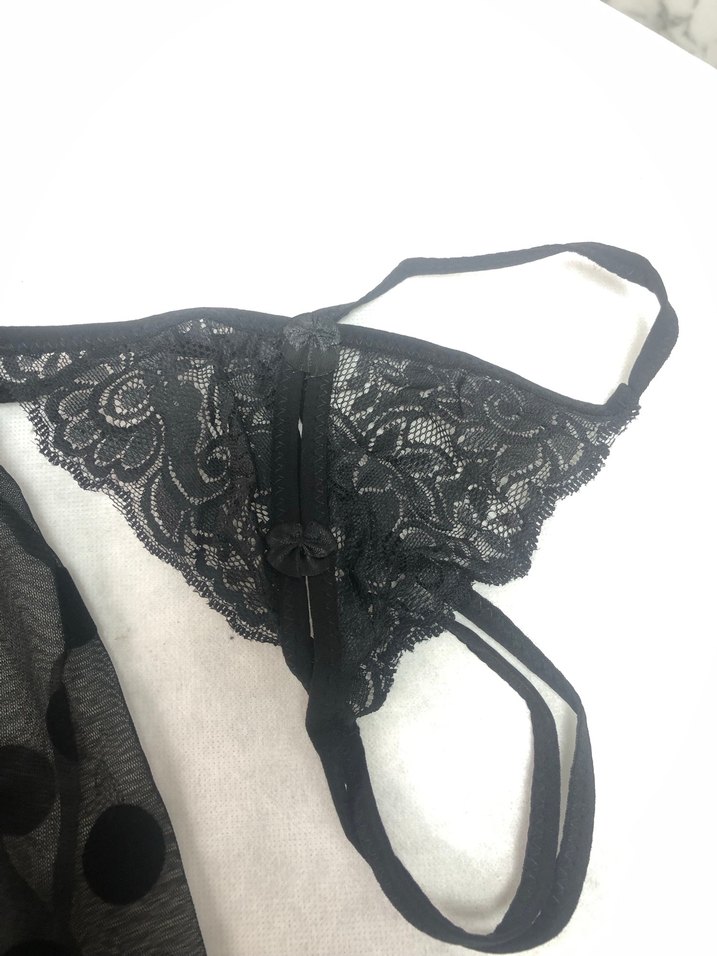 Siyah Dantel Detaylı Strappy Mini Gecelik - Görsel 4