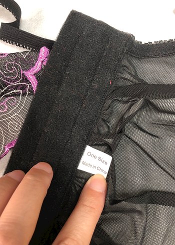 Mor Nakışlı Gotik Dantelli Jartiyer Takım - Görsel 4