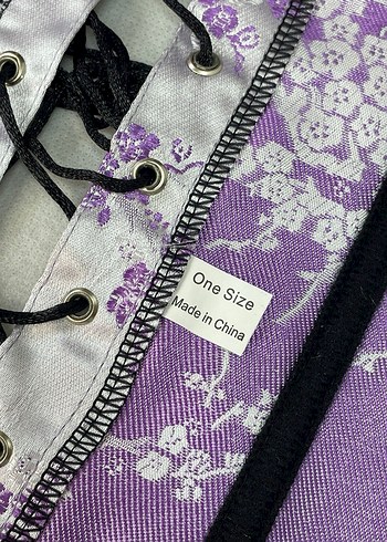 Mor Nakışlı Straplez Gotik Büstiyer - Görsel 4