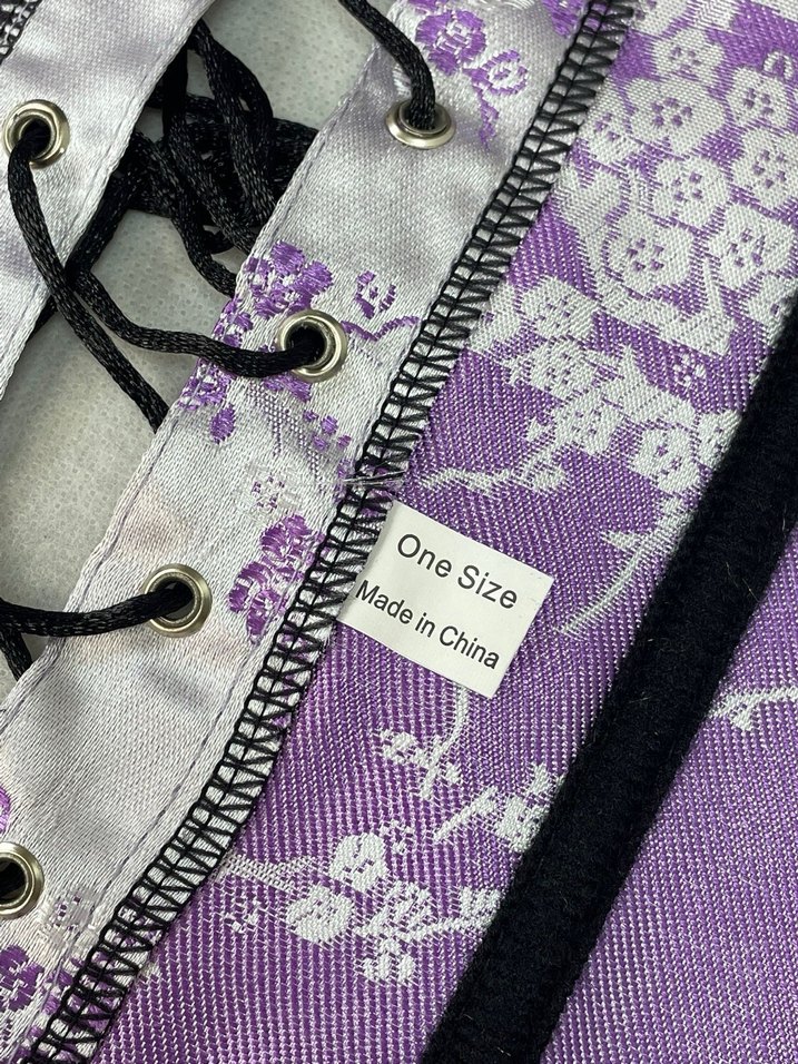 Mor Nakışlı Straplez Gotik Büstiyer - Görsel 4