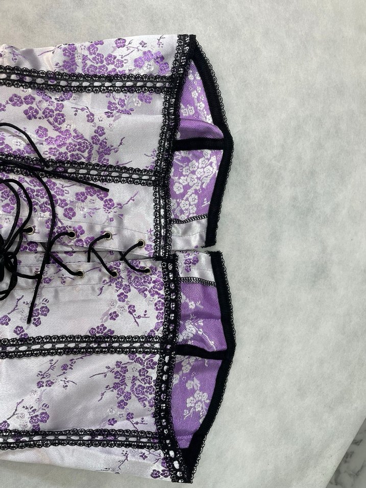 Mor Nakışlı Straplez Gotik Büstiyer - Görsel 3