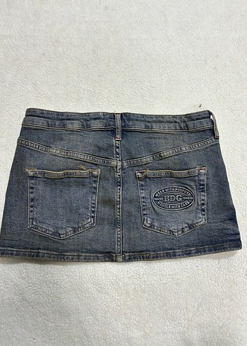 Düğmeli Mavi Denim Mini Etek Bdg - Görsel 4