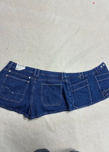 Düğmeli Koyu Mavi Mini Denim Etek - Görsel 3