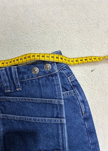 Düğmeli Koyu Mavi Mini Denim Etek - Görsel 5