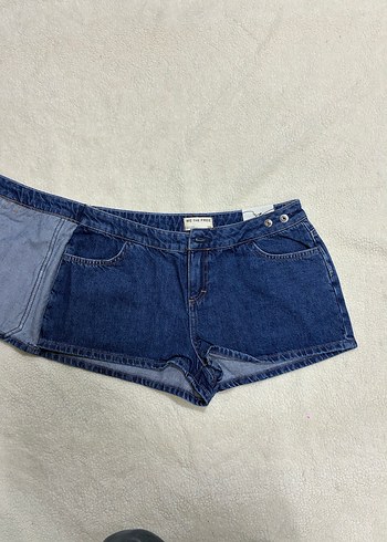 Düğmeli Koyu Mavi Mini Denim Etek - Görsel 2