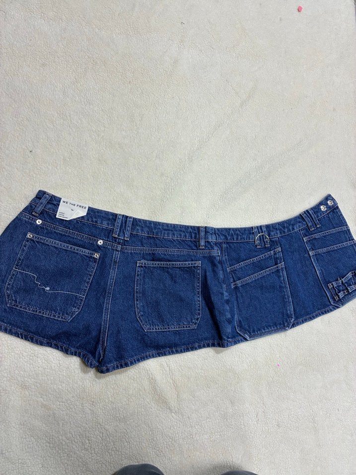 Düğmeli Koyu Mavi Mini Denim Etek - Görsel 3