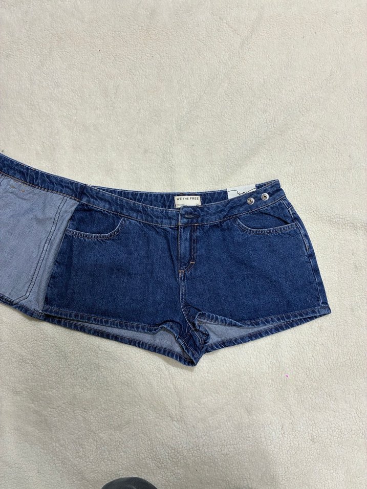 Düğmeli Koyu Mavi Mini Denim Etek - Görsel 2