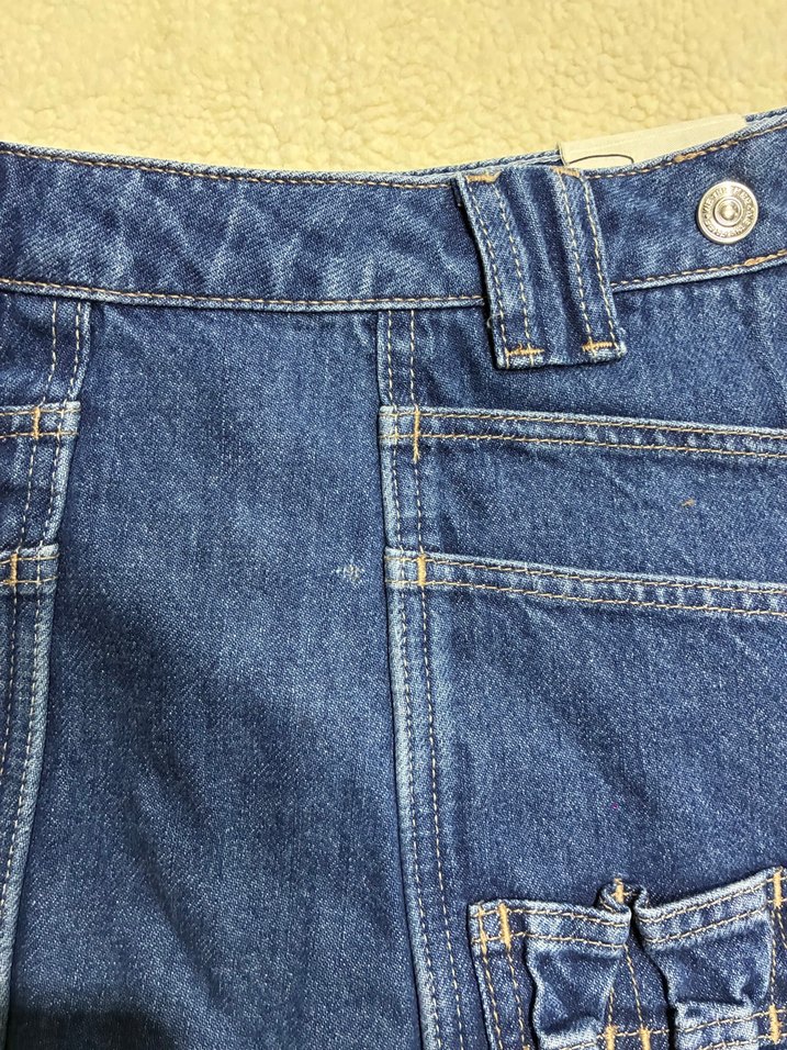 Düğmeli Koyu Mavi Mini Denim Etek - Görsel 4