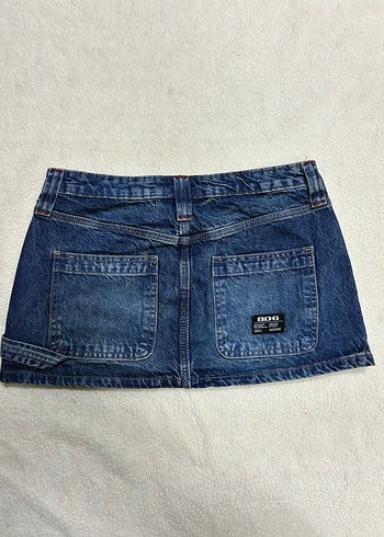 Kadın Lacivert Kemerli Denim Mini Etek - Görsel 2